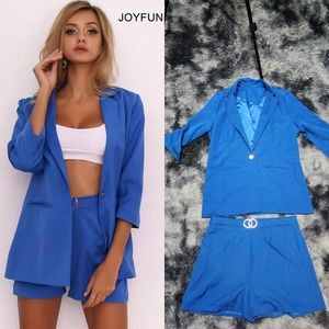 Single button blazer with ring detail shorts